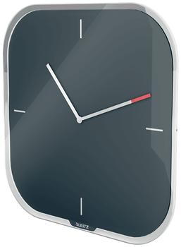 LEITZ Cosy Veggklokke med glassoverflate - fløyelsgrå Kvarts klokkemekanisme,  stillegående uten tikking. Inkl. whiteboardpenn (90170089)