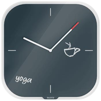 LEITZ Cosy Veggklokke med glassoverflate - fløyelsgrå Kvarts klokkemekanisme,  stillegående uten tikking. Inkl. whiteboardpenn (90170089)