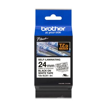 BROTHER TZe-SL251 - Self-adhesive - black on white - Roll (2.4 cm x 8 m) 1 cassette(s) laminated tape - for P-Touch PT-D800W, PT-E550WSP,  PT-E550WVP,  PT-P900W, PT-P950NW (TZESL251)