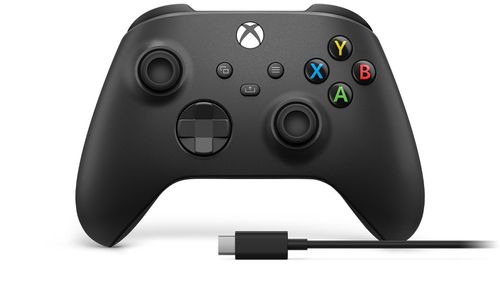 MICROSOFT MS Xbox Controller with USB cable to PC EN/ FR/ DE/ IT/ PL/ PT/ RU/ ES EU Hardware Carbon Black (1V8-00002)