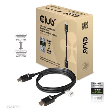 CLUB 3D HDMI 2.1 Kabel 1,5m Ultra High Speed 4K120Hz, 8K60Hz St./St. schwarz (CAC-1370)