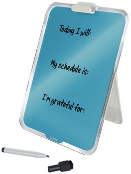 LEITZ Cosy Glastavla - whiteboard för skrivbordet med klämma -lugn blå Perfekt för anteckningar. Kompakt, stående A4-format,  inkl. whiteboardpenna (39470061)
