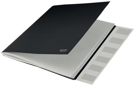 LEITZ Recycle Card Divider Book with Elasticated Closure 6 Tabs A4 Black (Pack 6) 39140095 (39140095)
