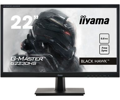 IIYAMA G-MASTER Black Hawk G2230HS-B1 - LED monitor - 22" (21.5" viewable) - 1920 x 1080 Full HD (1080p) @ 75 Hz - TN - 250 cd/m² - 1000:1 - 0.8 ms - HDMI, VGA, DisplayPort - speakers - black (G2230HS-B1)