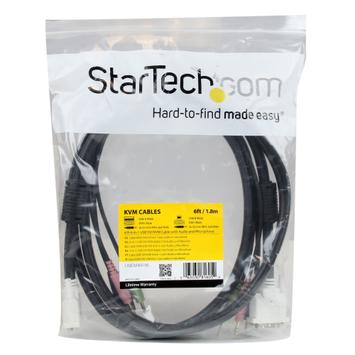StarTech 6 ft 4-in-1 USB DVI KVM Cable with Audio and Microphone - DVI KVM Cable - USB KVM Cable - KVM Switch Cable (USBDVI4N1A6) - tastatur/ video/ mus/ lyd-forlengelseskabel - 1.8 m (USBDVI4N1A6)