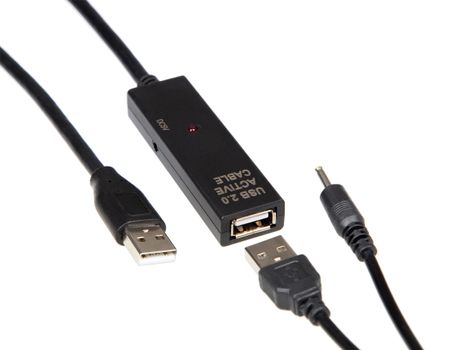 IIGLO USB-A Forlengelseskabel 5m (sort) USB A 2.0 hann til hunn, aktiv, inkl. Repeater, 480Mbps (II-USBAMUSBAFAK-B050)