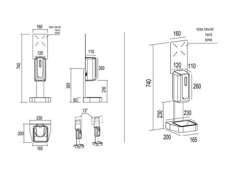 MULTIBRACKETS Automatic Hand Sanitizer Deskstand White (7350073739639)