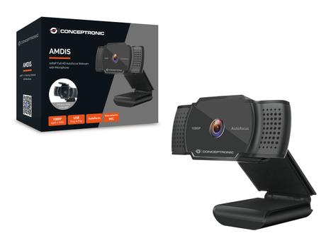 CONCEPTRONIC Webcam AMDIS 1080P(2K über Sof) AF (Web+Mic.)sw (AMDIS06B)