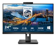 PHILIPS B Line 243B1JH - LED monitor - 24" (23.8" viewable) - 1920 x 1080 Full HD (1080p) @ 75 Hz - IPS - 250 cd/m² - 1000:1 - 4 ms - HDMI, DisplayPort,  USB-C - speakers - black texture