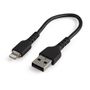 STARTECH 15CM USB TO LIGHTNING CABLE APPLE MFI CERTIFIED - BLACK CABL
