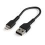 STARTECH 15CM USB TO LIGHTNING CABLE APPLE MFI CERTIFIED - BLACK CABL (RUSBLTMM15CMB)