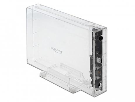 DELOCK External Enclosure for 3.5 SATA HDD with USB Type-C female transparent - tool free (42623)
