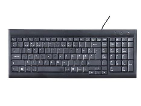 KENSON Spacesaver tastatur USB | Svart | Nordiske taster (4049BL-DK)