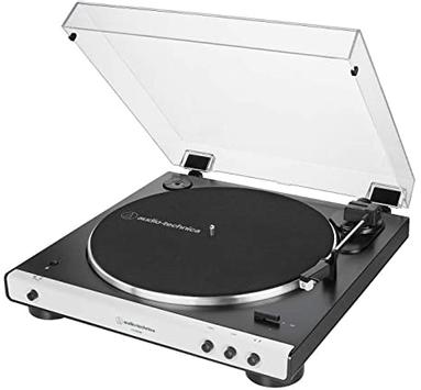 Audio-Technica AT-LP60XBT Platespiller (hvit) Helautomatisk trådløs stereoplatspiller med reimdrift
