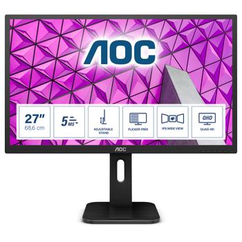 AOC C Q27P1 - LED monitor - 27" - 2560 x 1440 QHD @ 60 Hz - IPS - 250 cd/m² - 1000:1 - 5 ms - HDMI, DVI, DisplayPort,  VGA - speakers (Q27P1)