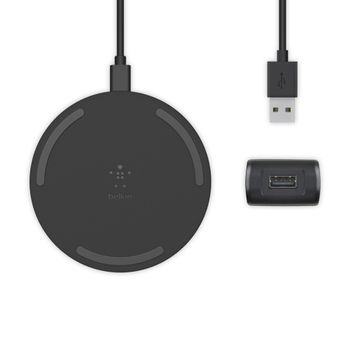 BELKIN 15W WIRELESS CHARGING PAD MICROUSBCABLE W/POWER SUPP BLACK CHAR (WIA002VFBK)