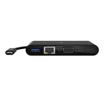 BELKIN USB-C to Gigabit-Ethern. HDMI/ VGA/ USB-A-Adapter,  black (AVC005BTBK)