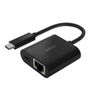 BELKIN USB-C / Gigabit-Ethernet- Adapter 60W PD, black INC001btBK
