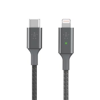 BELKIN BOOST CHARGE Smart - Lightning-kabel - USB-C hane till Lightning hane - 1.2 m - grå - Strömförsörjningsstöd - för Apple iPhone 11, 11 Pro, 11 Pro Max, 8, 8 Plus, X, XR, XS, XS Max (CAA006BT04GR)