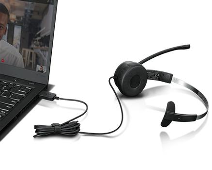 LENOVO 100 - Headset - On-Ear - kabelgebunden - USB-A - Schwarz (4XD1B61617)