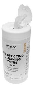 DELTACO Office Disinfecting cleaning wipes, 100pcs tube (CK1034)