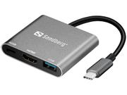 Sandberg USB-C Mini Dock HDMI+USB - Dokkingstasjon - USB - HDMI