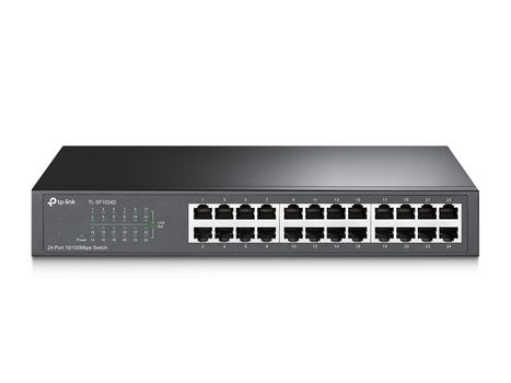 TP-LINK 24-Port 10/100 Mbps Switch PORT: 24 10/100 Mbps RJ45 Ports SPEC: 1U 13-inch Rack-mountable Steel Case FEATURE: Plug and Play (TL-SF1024D)