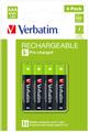 VERBATIM RECHARGEABLE BATTERY AAA 4 PACK / HR03