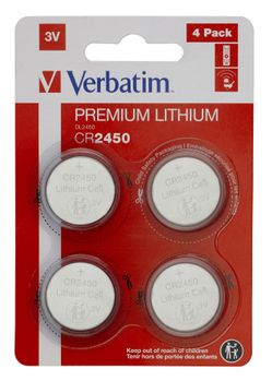 VERBATIM LITHIUM BATTERY CR2450 3V 4 PACK (49535)