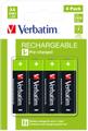 VERBATIM RECHARGEABLE BATTERY AA 4 PACK / HR6