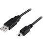 DELTACO USB 2.0 kabel Typ  A Hane - Typ Mini B Hane 3m, svar