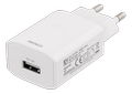 DELTACO wall charger, 100-240 V, 5 V 2,4 A, 1xUSB-A, white bag, white