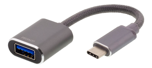 DELTACO USB-C OTG 3.1 Gen 1 Adapter Space Gray (USBC-1279)