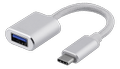 DELTACO USB-C 3.1 Gen 1 to USB-A OTG adapter, alu, white bag, silver