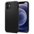 SPIGEN iPhone 12 / 12 Pro Liquid Air deksel fra - sort Slankt og lommevennlig baksidedeksel, matt og strukturert overflate