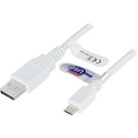 Deltaco USB-kabel - USB (hann) til Micro-USB type B (hann) - USB 2.0 - 2 m - hvit