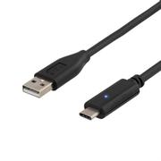 DELTACO USB 2.0 cable, Type A M - Type C M, 2m, black