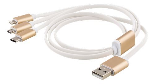 EPZI Multi charger USB C+Lighting+USB A 1m White (USB-MULTI10)