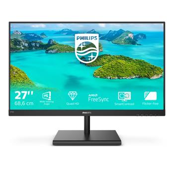 PHILIPS E-line 275E1S - LED monitor - 27" - 2560 x 1440 QHD @ 75 Hz - IPS - 250 cd/m² - 1000:1 - 4 ms - HDMI, VGA, DisplayPort - textured black (275E1S/00)