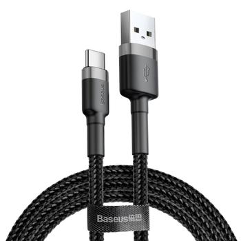 BASEUS Cafule Cable USB-A to USB-C, Q.C 3.0, 2A, 3m - Grey/ Black (CATKLF-UG1)
