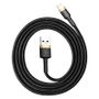BASEUS Cafule Cable USB Cable Durable Nylon Cable USB/Lightning QC3.0 1.5A 2M Black-Gold (CALKLF-CV1) Universal