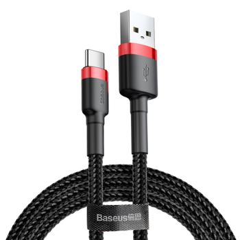 BASEUS Cafule - USB-kabel - USB (han) til USB-C (han) - USB 2.0 - 3 A - 1 m - rød/sort (CATKLF-B91)