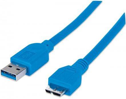 MANHATTAN USB Kabel A -> micro B St/St 1.00m blau (325417)