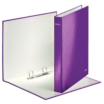 LEITZ WOW Ring Binder Laminated Paper on Board 2 D-Ring A4 25mm Rings Purple (Pack 10) 42410062 (42410062)