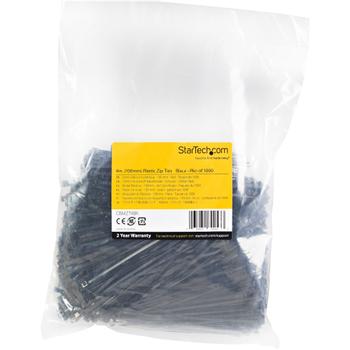 STARTECH 1000 PACK 4 CABLE TIES -BLACK NYLON ZIP TIE WRAPS UL TAA ACCS (CBMZT4BK)