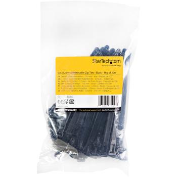 STARTECH 100 PACK OF RESEALABLE ZIP TIE 5 BLACK ACCS (CBMZTRB5BK)