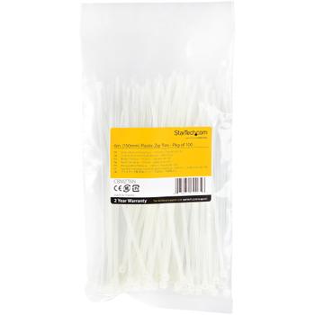 STARTECH 100 PACK 6 CABLE TIES -WHITE NYLON ZIP TIE WRAPS UL TAA ACCS (CBMZT6N)