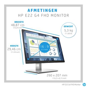 HP E22 G4 - E-Series - LED-skjerm - Full HD (1080p) - 22" (9VH72AT#ABB)