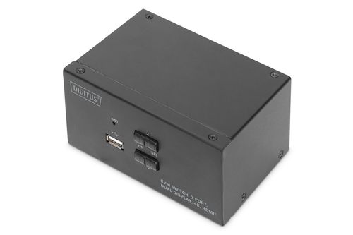 DIGITUS KVM Switch 2 Port Dual Display Desktop HDMI KVM Switch IN (DS-12860)