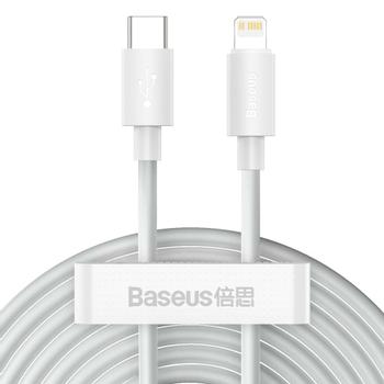 BASEUS Simple Wisdom Data Cable Kit USB-C to Lightning PD 20W (2PCS/ Set) 1.5m White (TZCATLZJ-02)